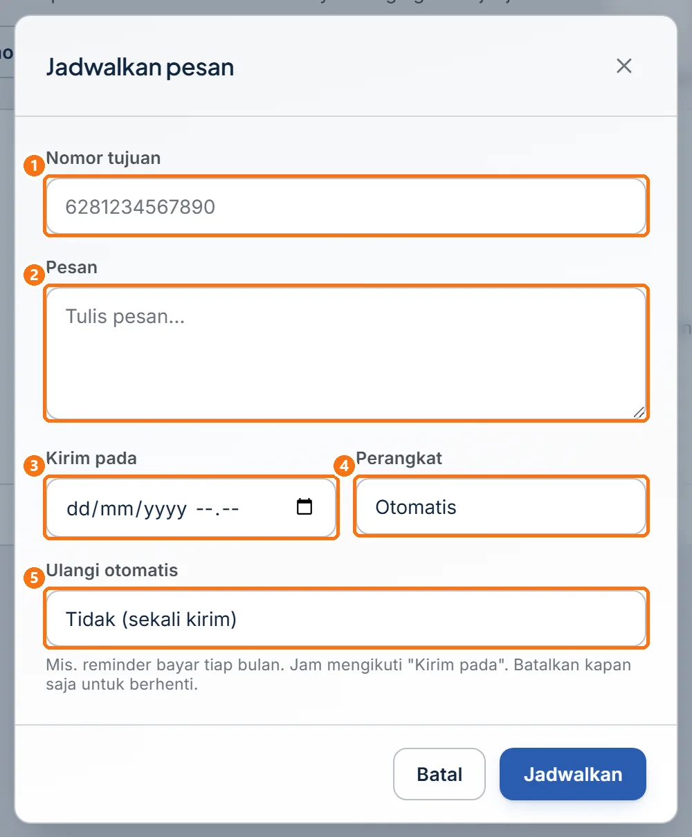 Jendela Jadwalkan pesan sebelum diisi